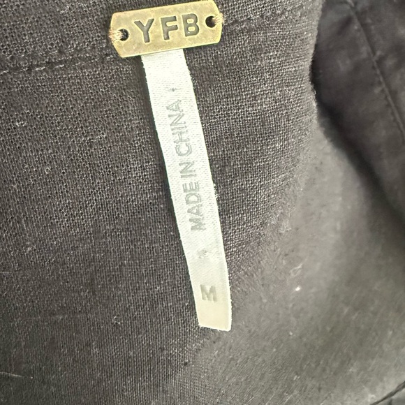 YFB Young Fabulous And Broke Black Linen Blend Shirt Dress Button Down Tab - Picture 5 of 7